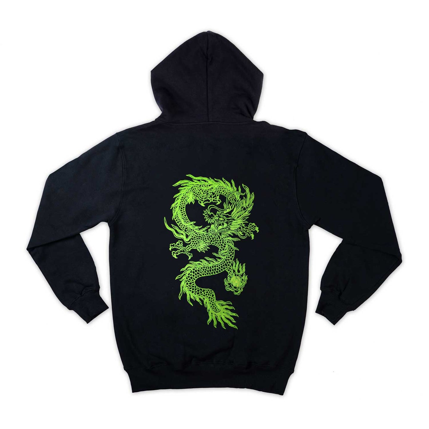 Japanese Dragon Neon Green Embroidered Loose Fit Unisex Hoodie