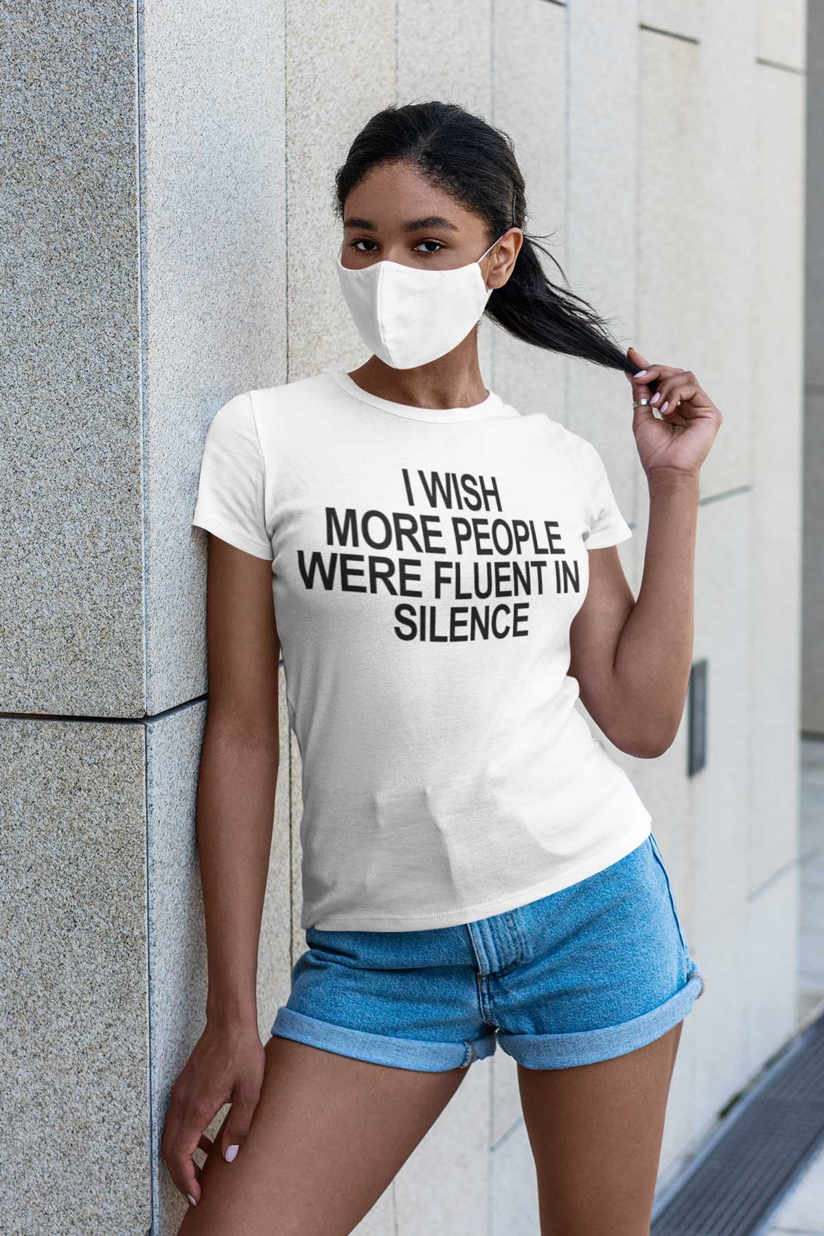 I Wish More People Were Fluent In Silence Printed T-shirt For Women