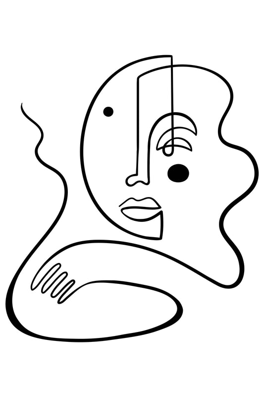 Minimalist Abstract Line Art Half Sleeve T-shirt For Women