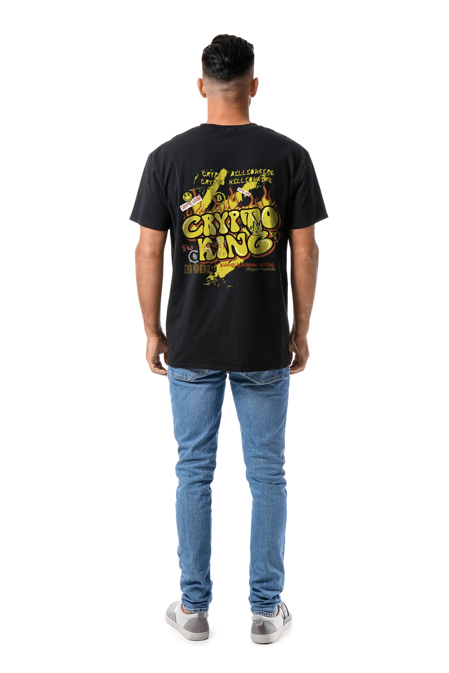 Crypto King Graphic Art Half Sleeve Black T-shirt for Men