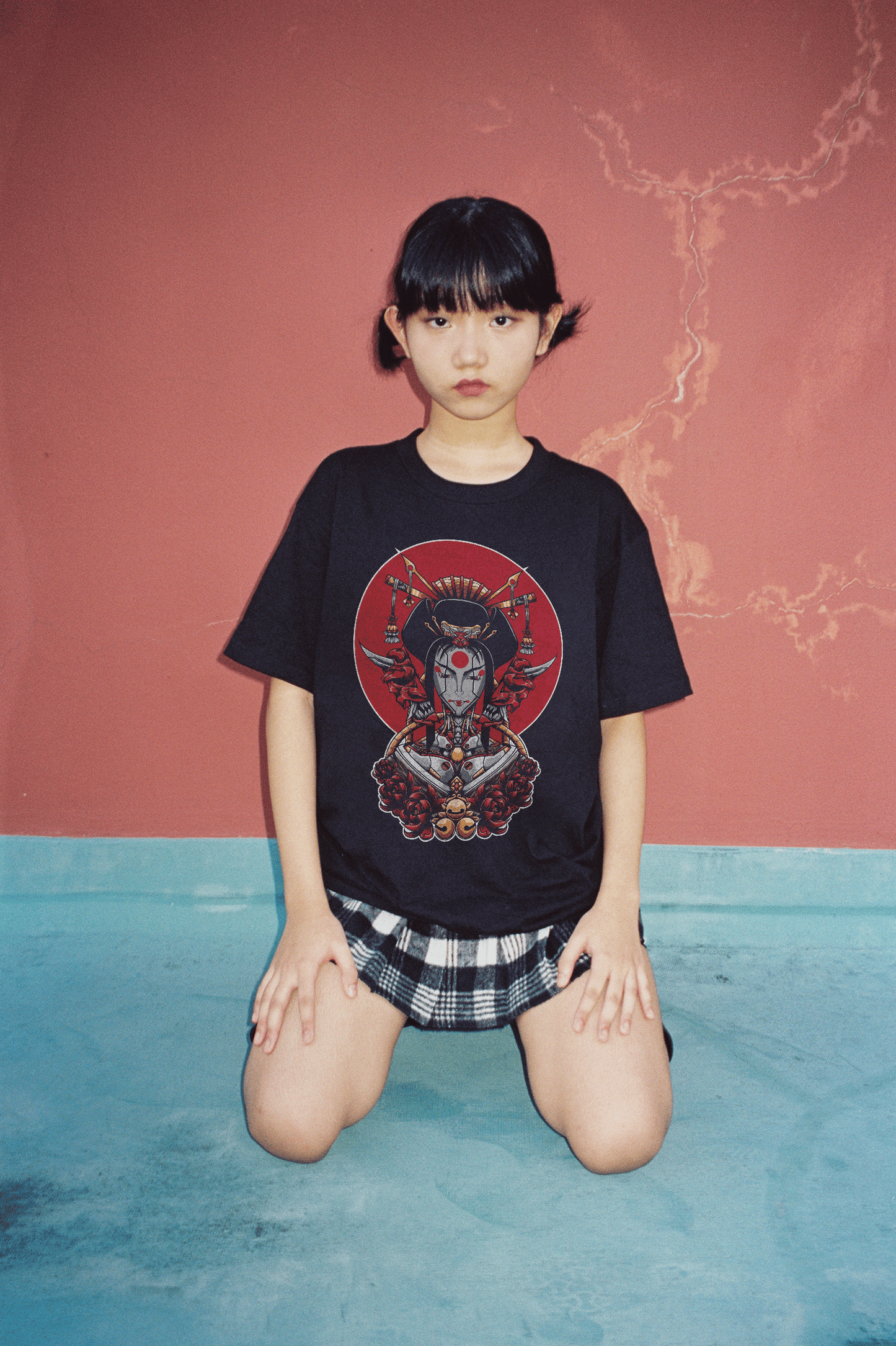 Japanese Geisha Women Mecha Illustration Oversized Unisex T-shirt | Lopside Clothing