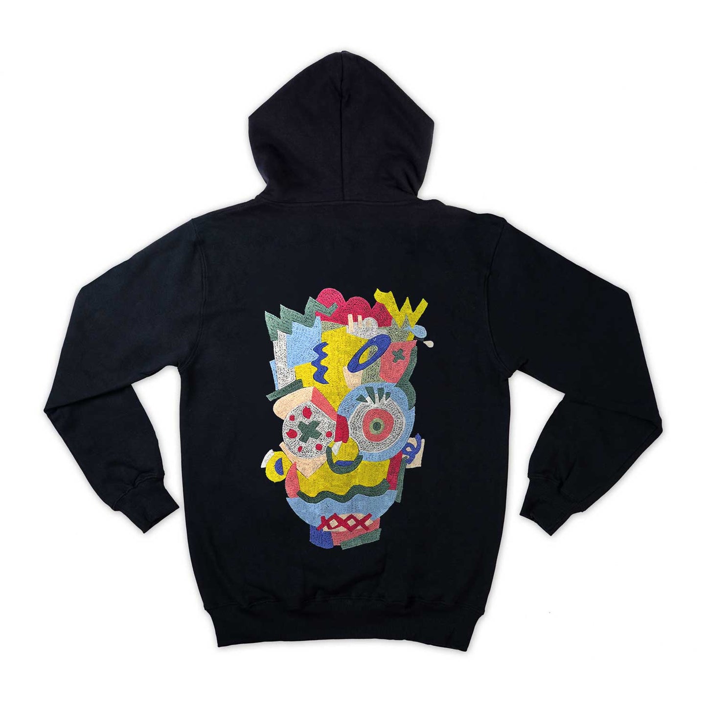Abstract Collage Embroidered Loose Fit Unisex Hoodie