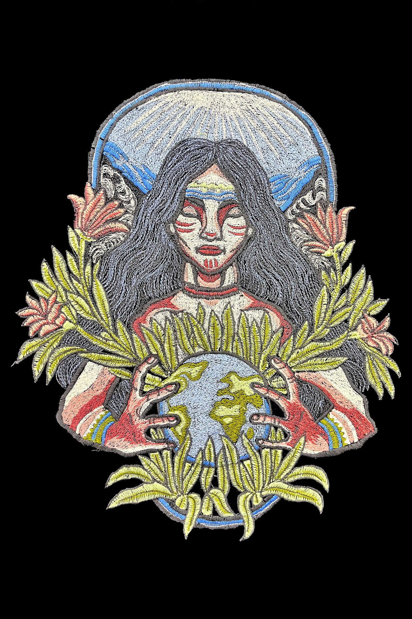 Mother Nature Embroidered Artwork Oversized T-shirt For Women