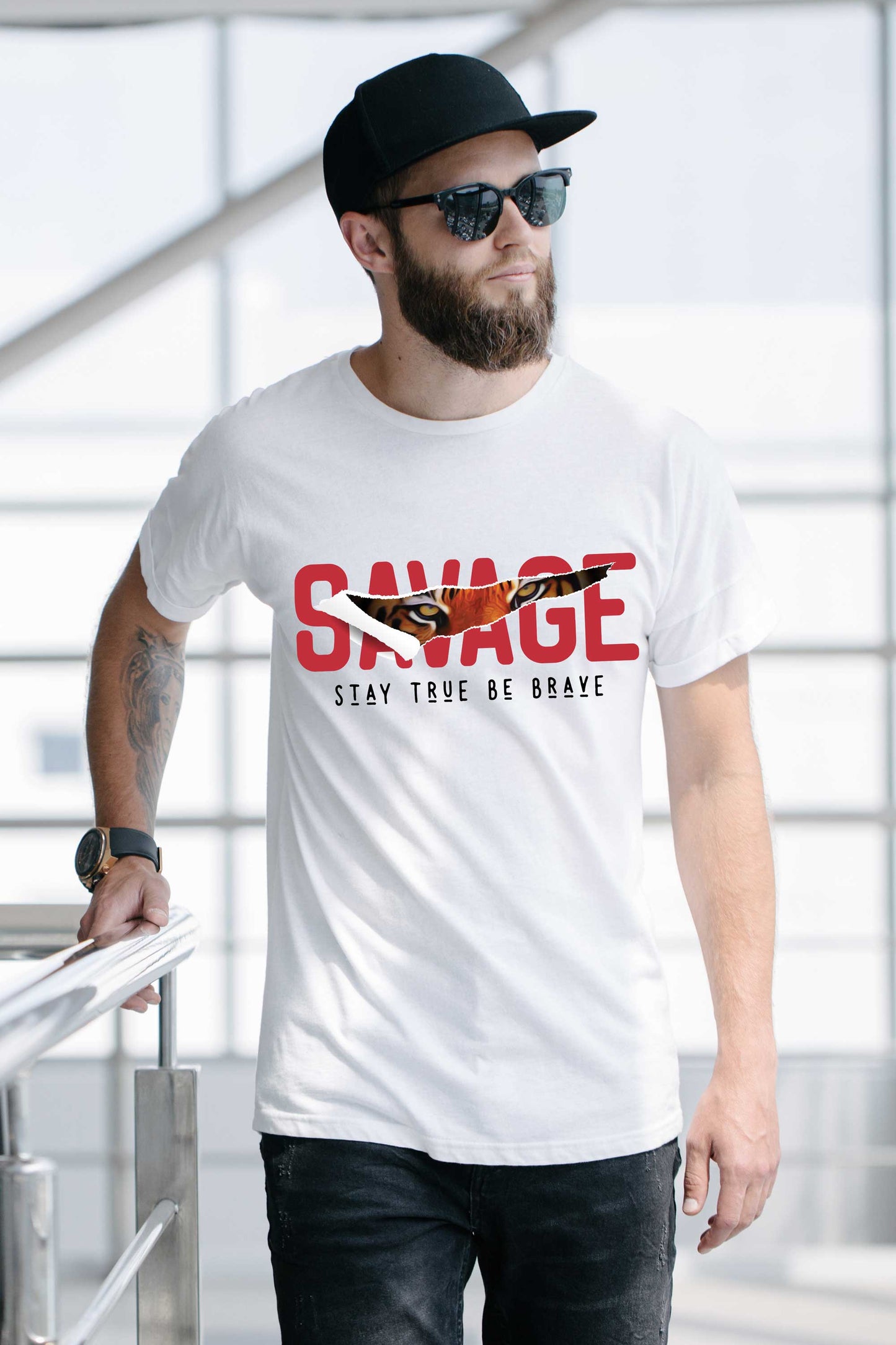 Savage Stay True Be Brave White T-shirt For Men