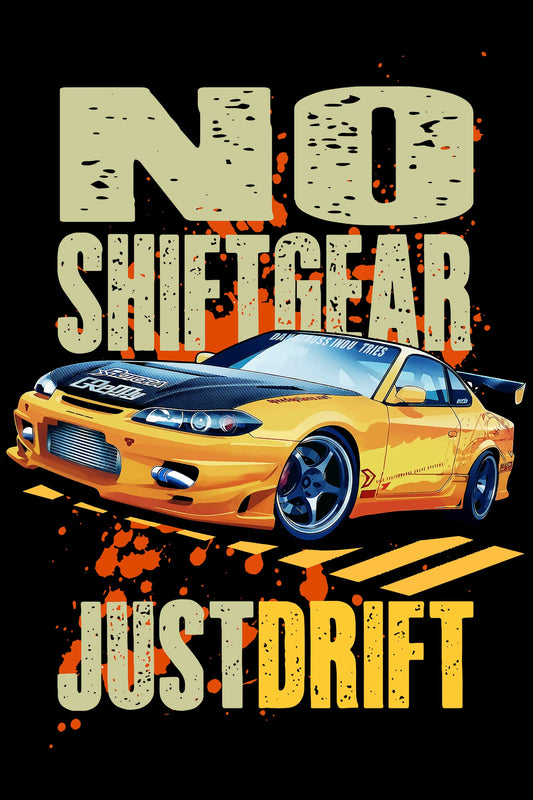 No Shift Gear Just Drift Black Oversized Unisex T-shirt
