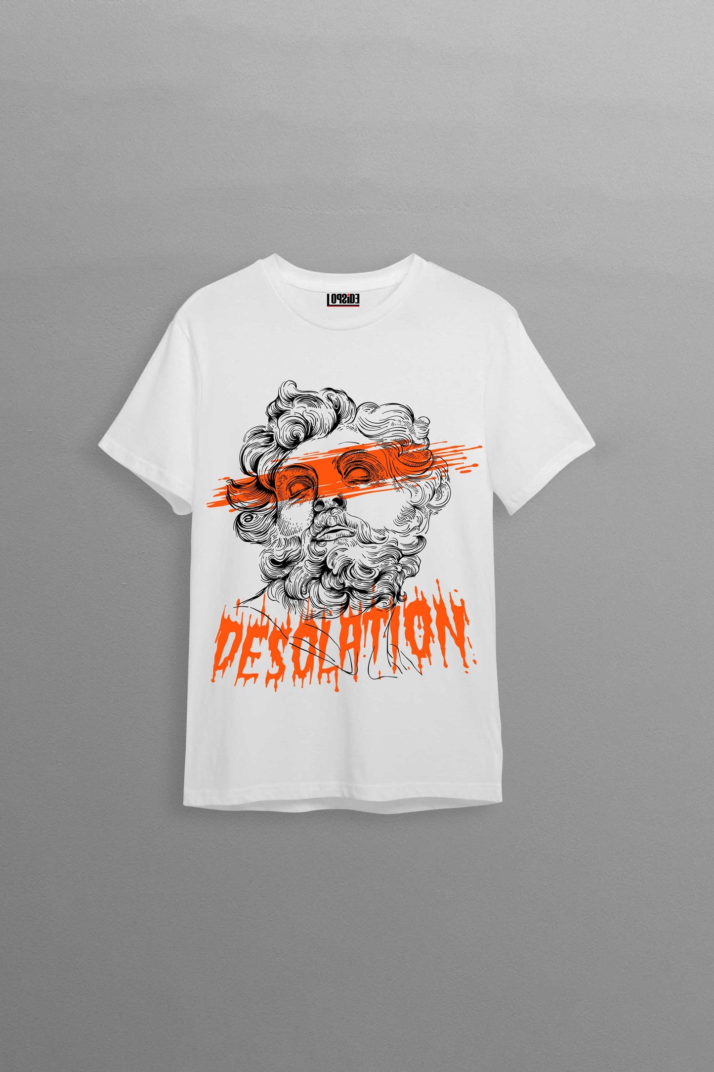 Ancient Greek Bust Desolution White Oversized Unisex T-shirt