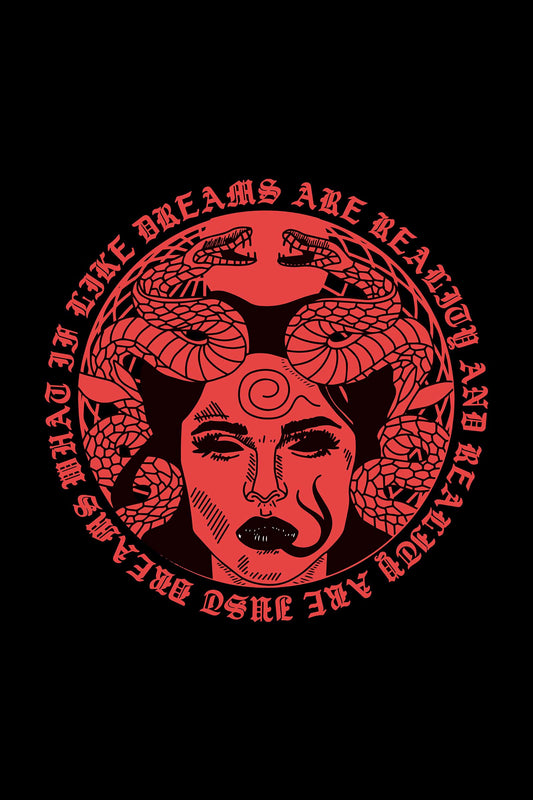 Medusa Face Black Oversized Unisex T-shirt