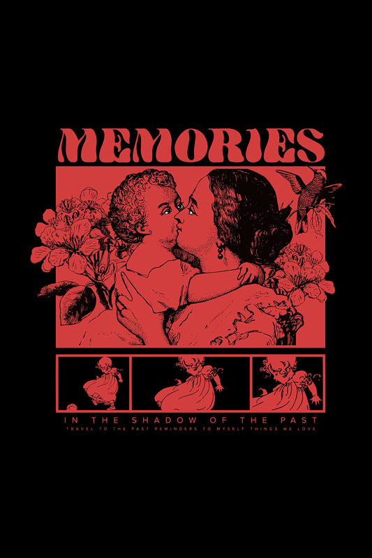 Memories In The Shadow Of The Past Black Oversized Unisex T-shirt