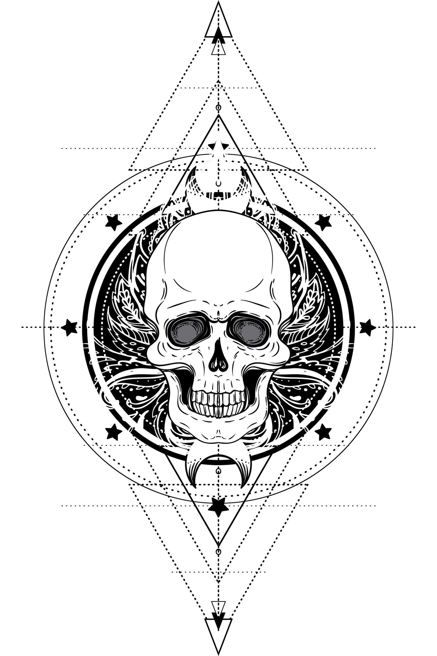 Skull Sacred Geometry White Oversized T-shirt For Men