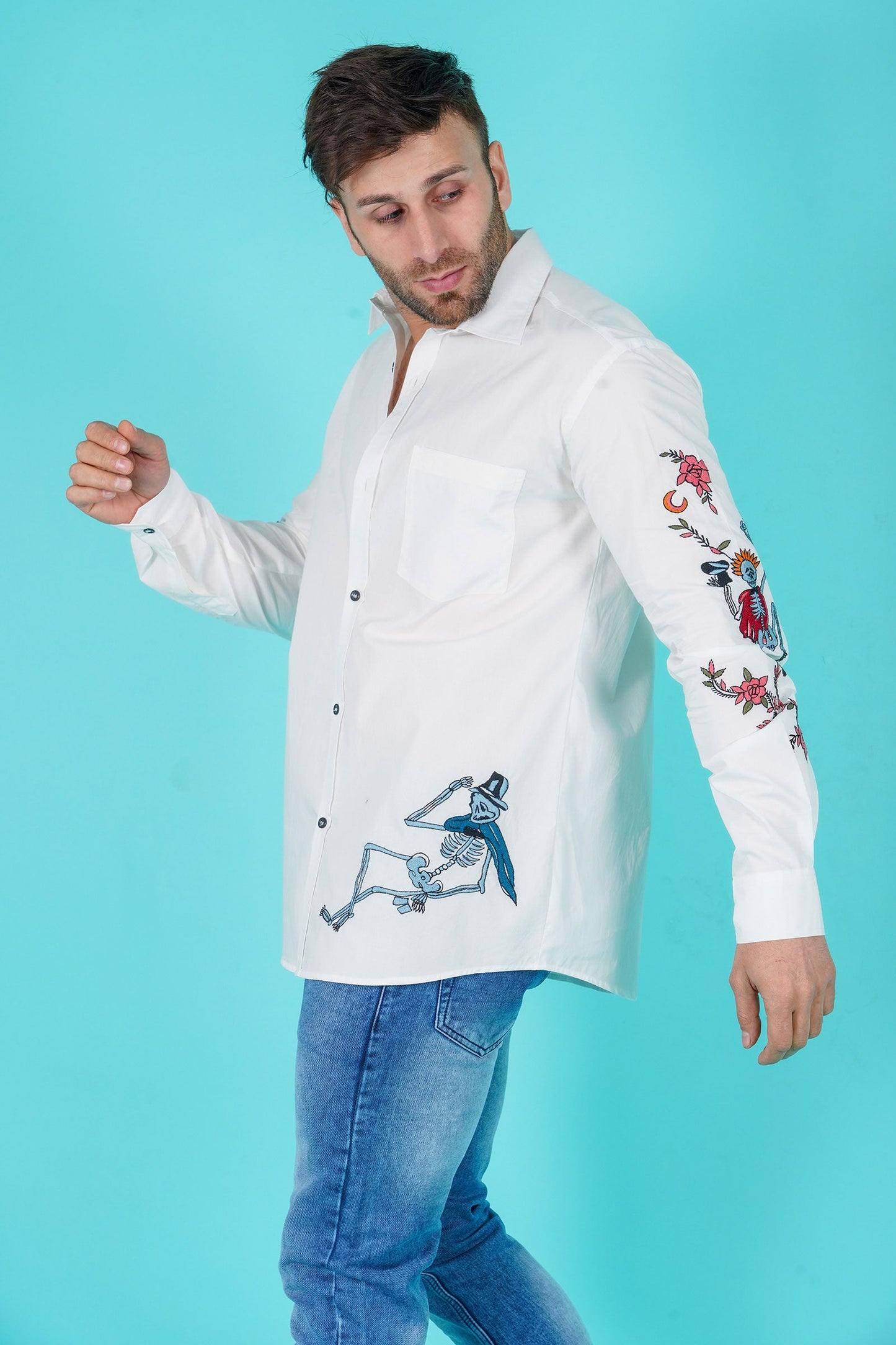 Jayden Men's Embroidered Shirt - White Color