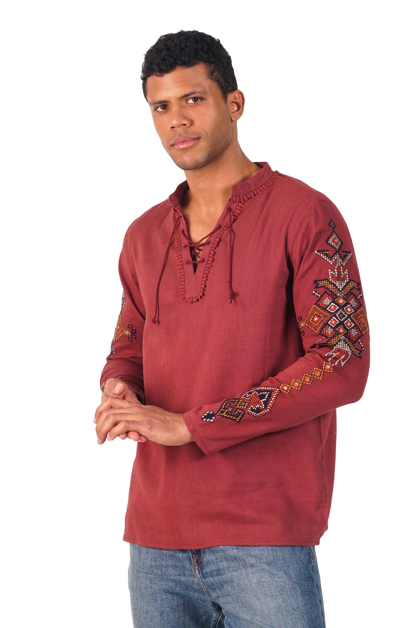 Enzo Men's Mirror Embroidered Shirt