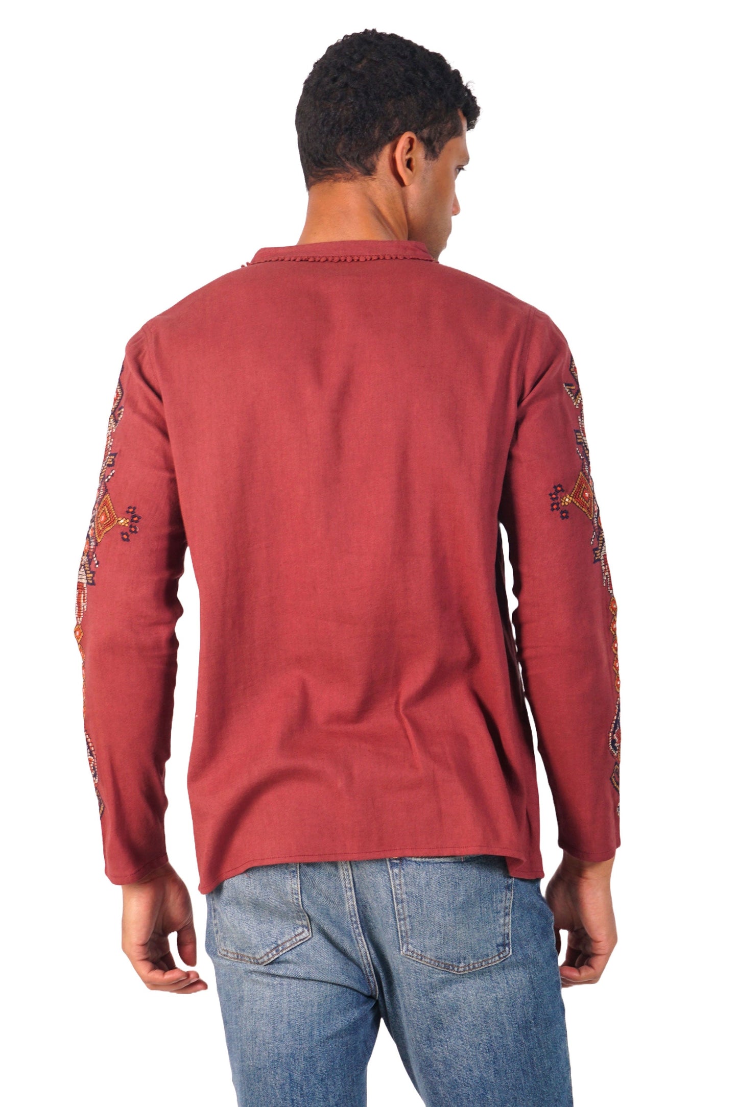 Enzo Men's Mirror Embroidered Shirt
