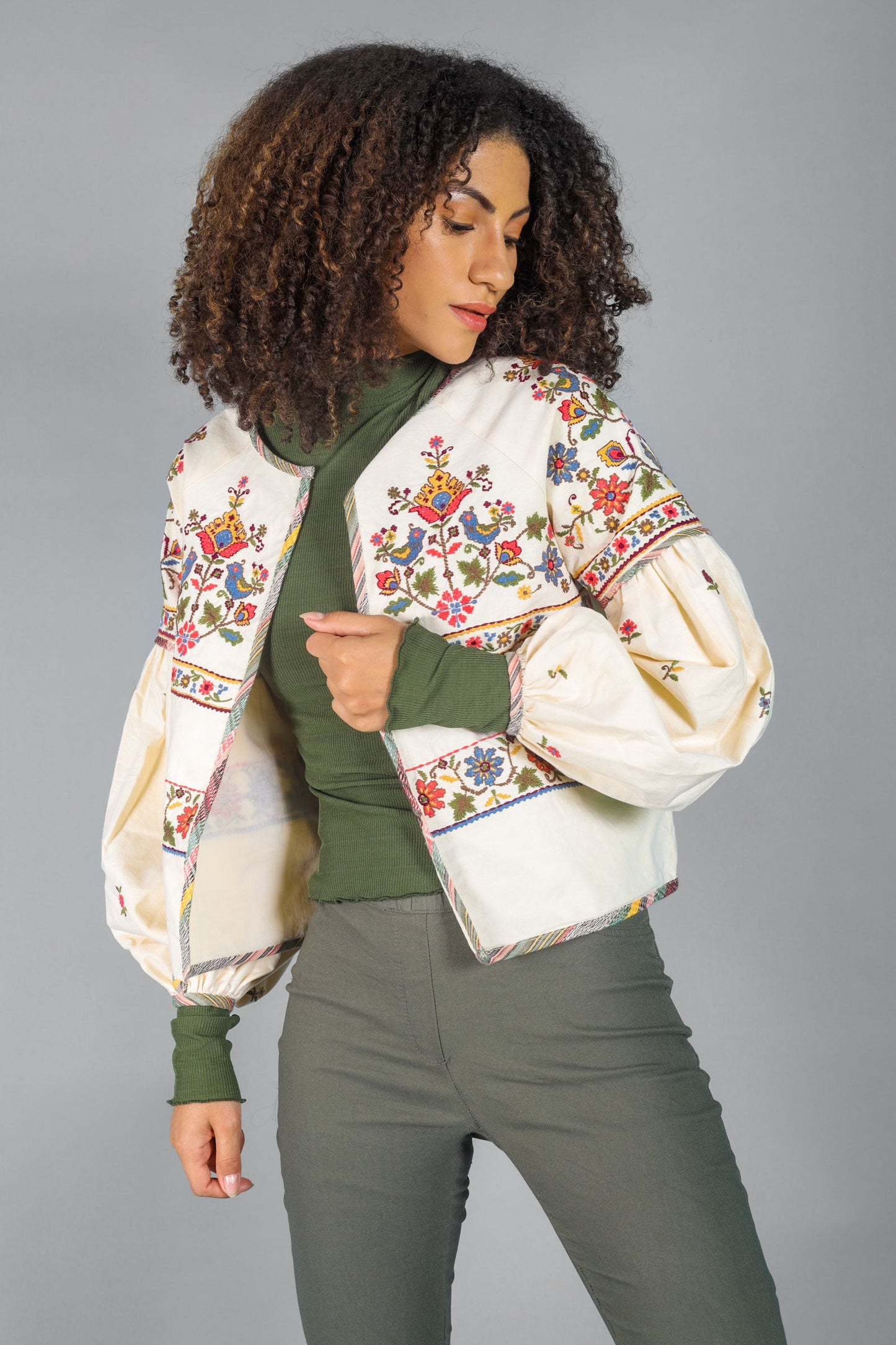 Parka Bird Embroidered Jacket