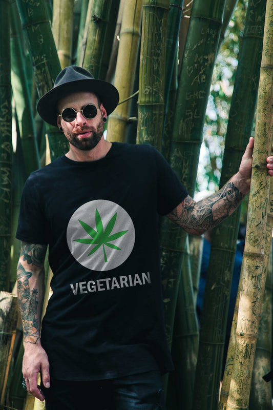 Vegetarian Printed Black T-shirt For Men