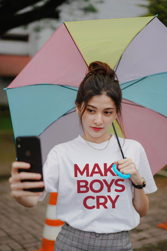 Make Boys Cry Graphic Art T-shirt For Women