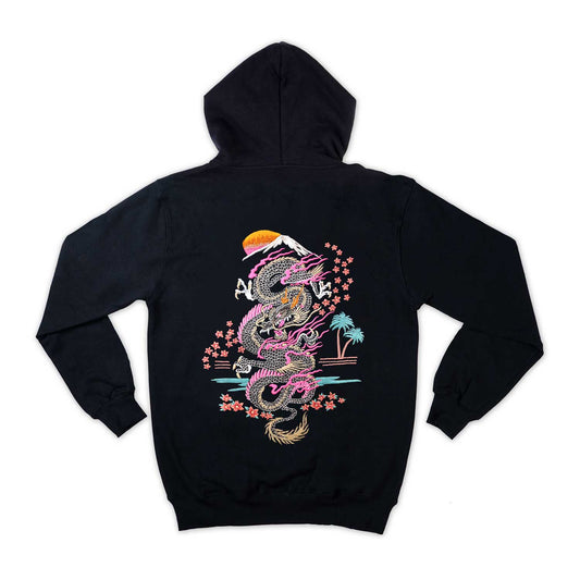 Ryujin Japanese Dragon Embroidered Loose Fit Unisex Hoodie