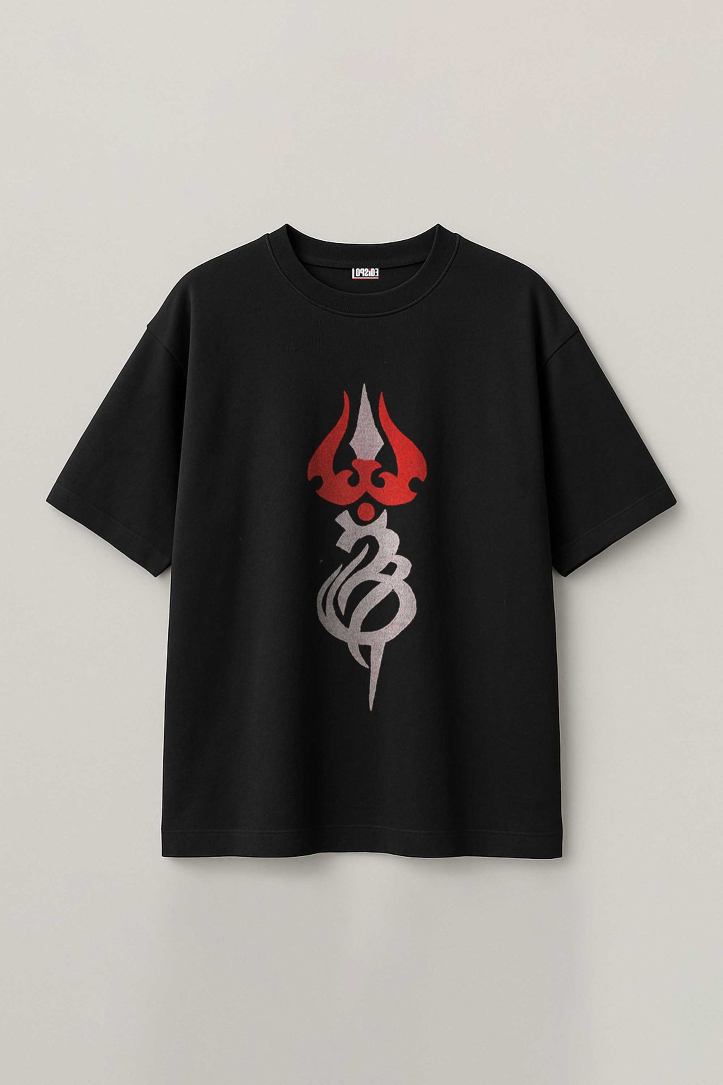 Mahadev Trishul Embroidered Artwork Black Oversized Unisex T-shirt