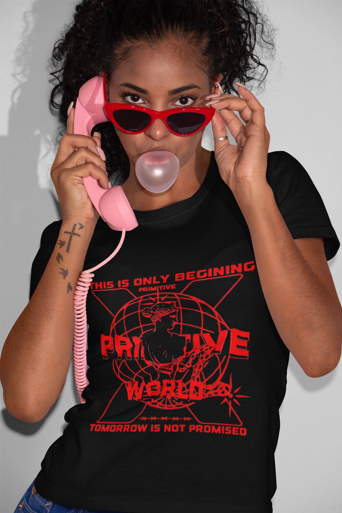 Primitive World Streetwear Graphic Art T-shirt For Women