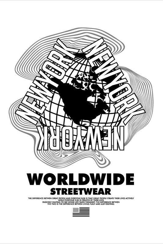 New York Worldwide Streetwear White T-shirt For Men