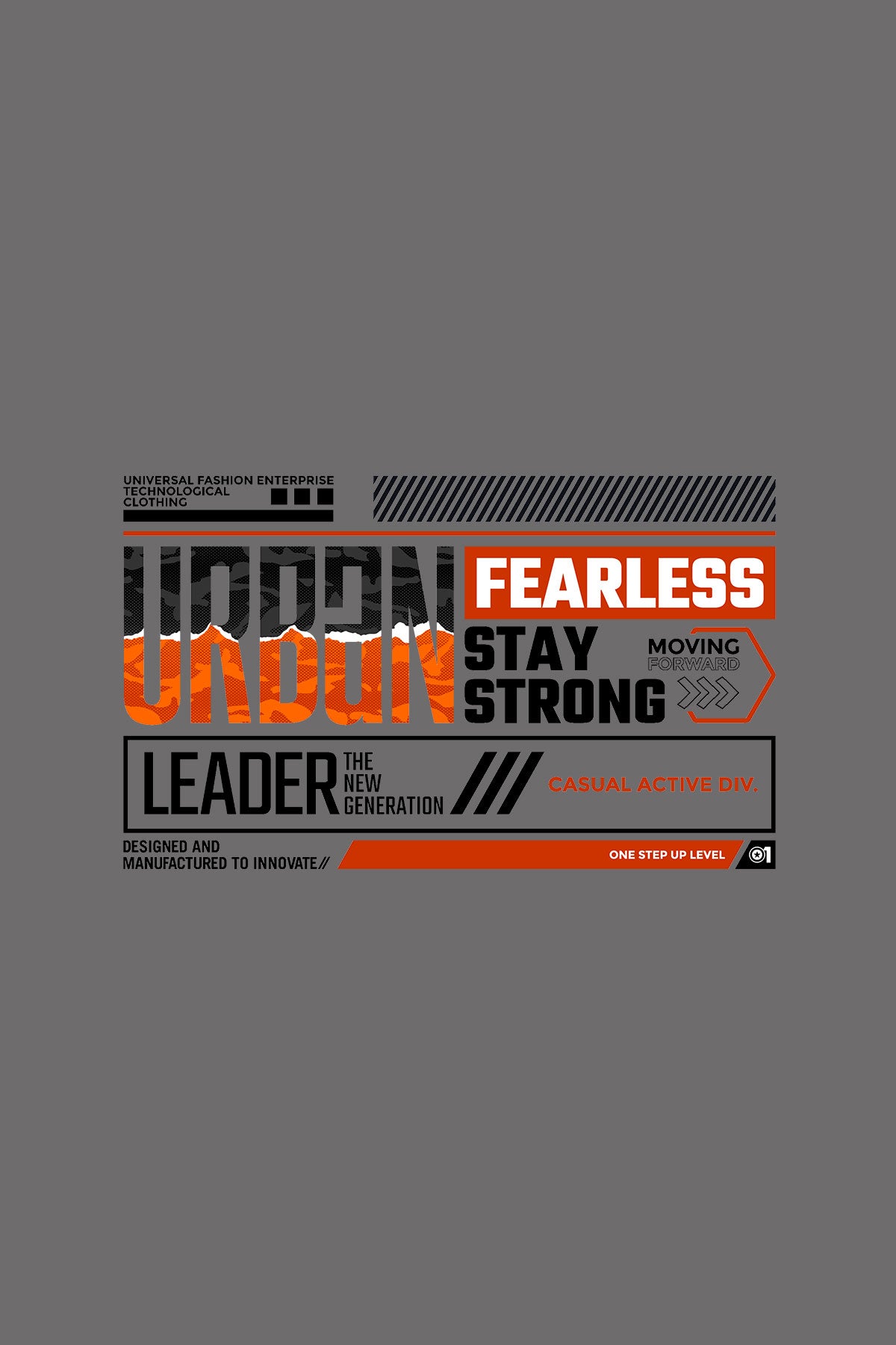 Urban Fearless Stay Strong Printed Grey T-shirt For Men
