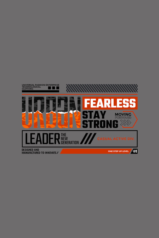 Urban Fearless Stay Strong Printed Grey T-shirt For Men