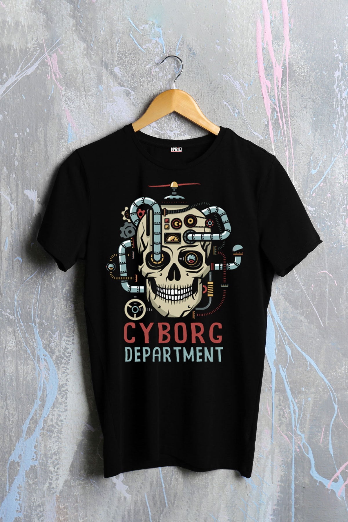 Steampunk Cyborg Skull Oversized Unisex T-shirt