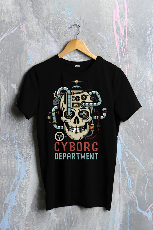 Steampunk Cyborg Skull Oversized Unisex T-shirt