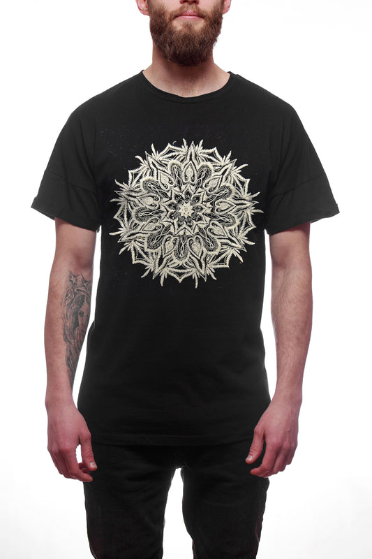 Mandala Embroidered With Zari Relaxed-Fit T-shirt For Men