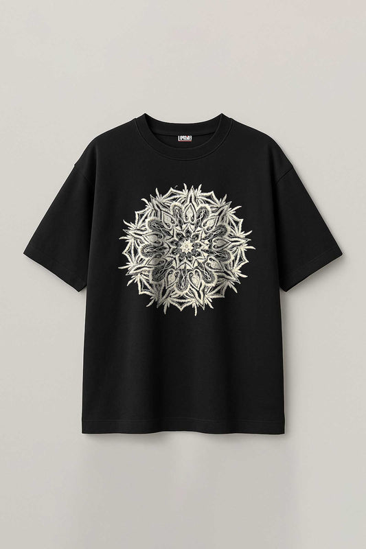 Mandala Embroidered With Zari Relaxed-Fit T-shirt For Women