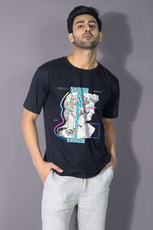 Postmodernism Bust David Graphic Art Half Sleeve T-shirt For Men
