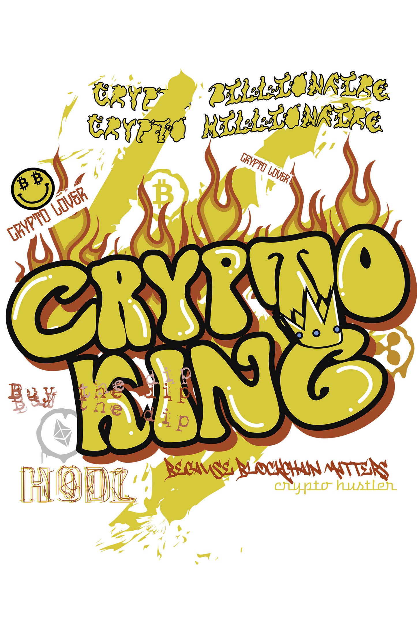 Crypto King Graphic Art Half Sleeve Black T-shirt for Women