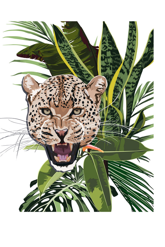 Graceful Leopard Graphic Art White T-shirt For Men