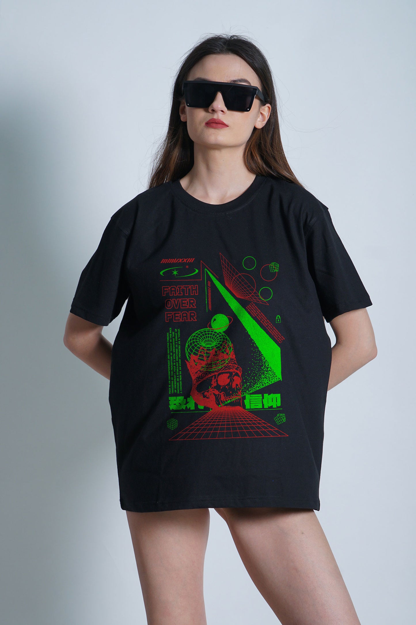 Faith Over Fear Streetwear Graphic Art Half Sleeve T-shirt For Women