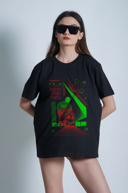 Faith Over Fear Streetwear Graphic Art Half Sleeve T-shirt For Women