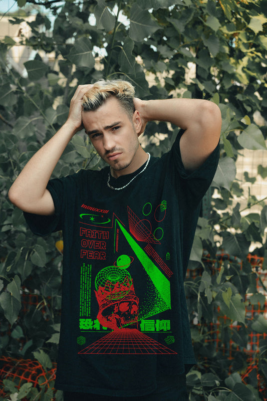 Faith Over Fear Streetwear Graphic Art Half Sleeve T-shirt For Men