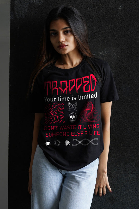 Trapped Your Time Is Limited Streetwear Fashion Graphic Art T-shirt For Women