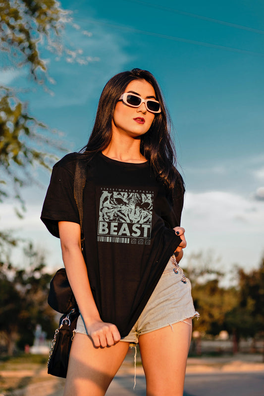 Streetwear Apparel Beast Graphic Art T-shirt For Women