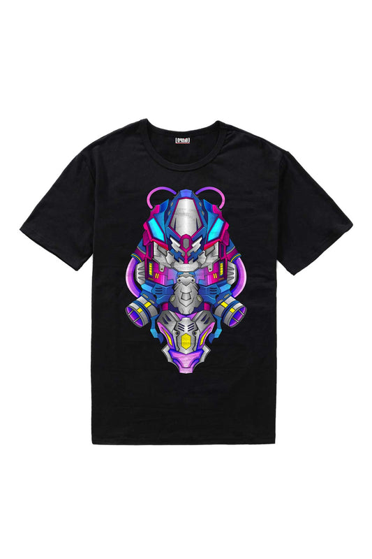 Mecha Cyberpunk Warrior Head Graphic Art Half Sleeve Oversized Unisex T-shirt