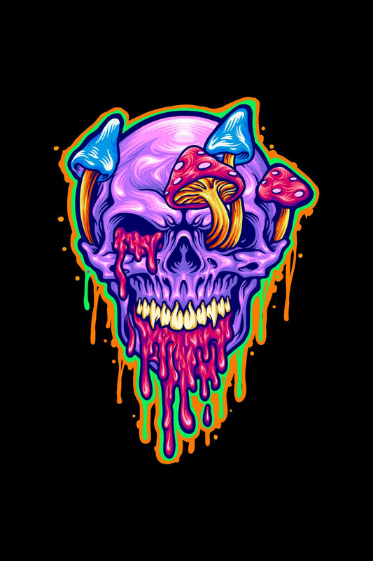 Magic Trippy Skull Mushroom Psychedelic Art Half Sleeve Oversized Unisex T-shirt