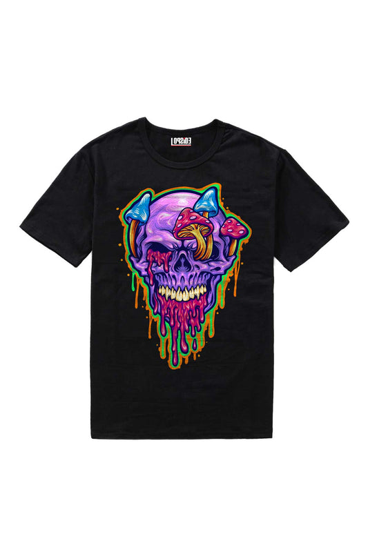 Magic Trippy Skull Mushroom Psychedelic Art Half Sleeve Oversized Unisex T-shirt
