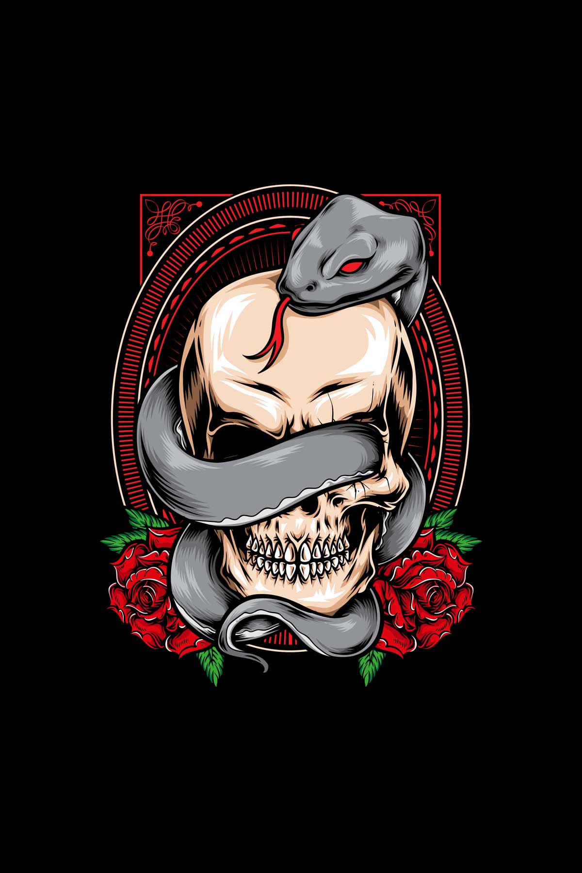 Skull Snake Graphic Art Half Sleeve Oversized Unisex T-shirt