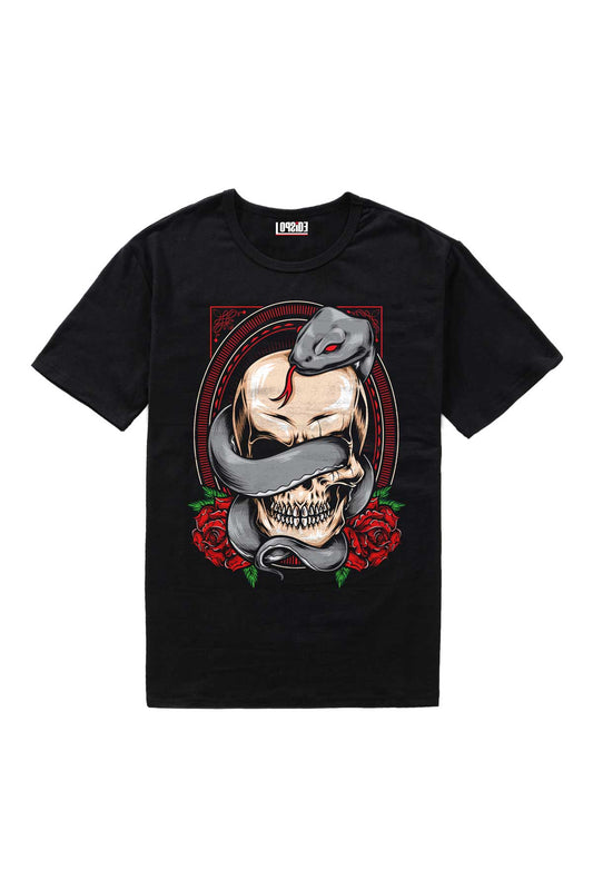 Skull Snake Graphic Art Half Sleeve Oversized Unisex T-shirt