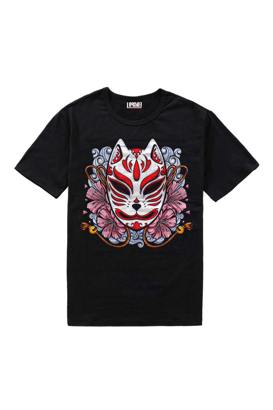 Japanese Kitsune Mask Graphic Art Oversized Unisex T-shirt