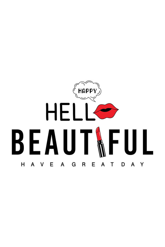 Hello Beautiful Typography Half Sleeve White T-shirt For Women