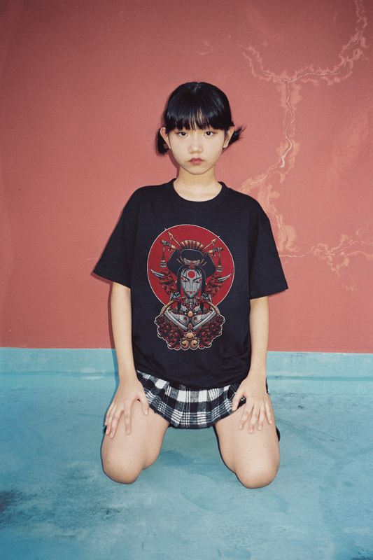 Japanese Geisha Women Mecha Illustration Oversized Unisex T-shirt | Lopside Clothing