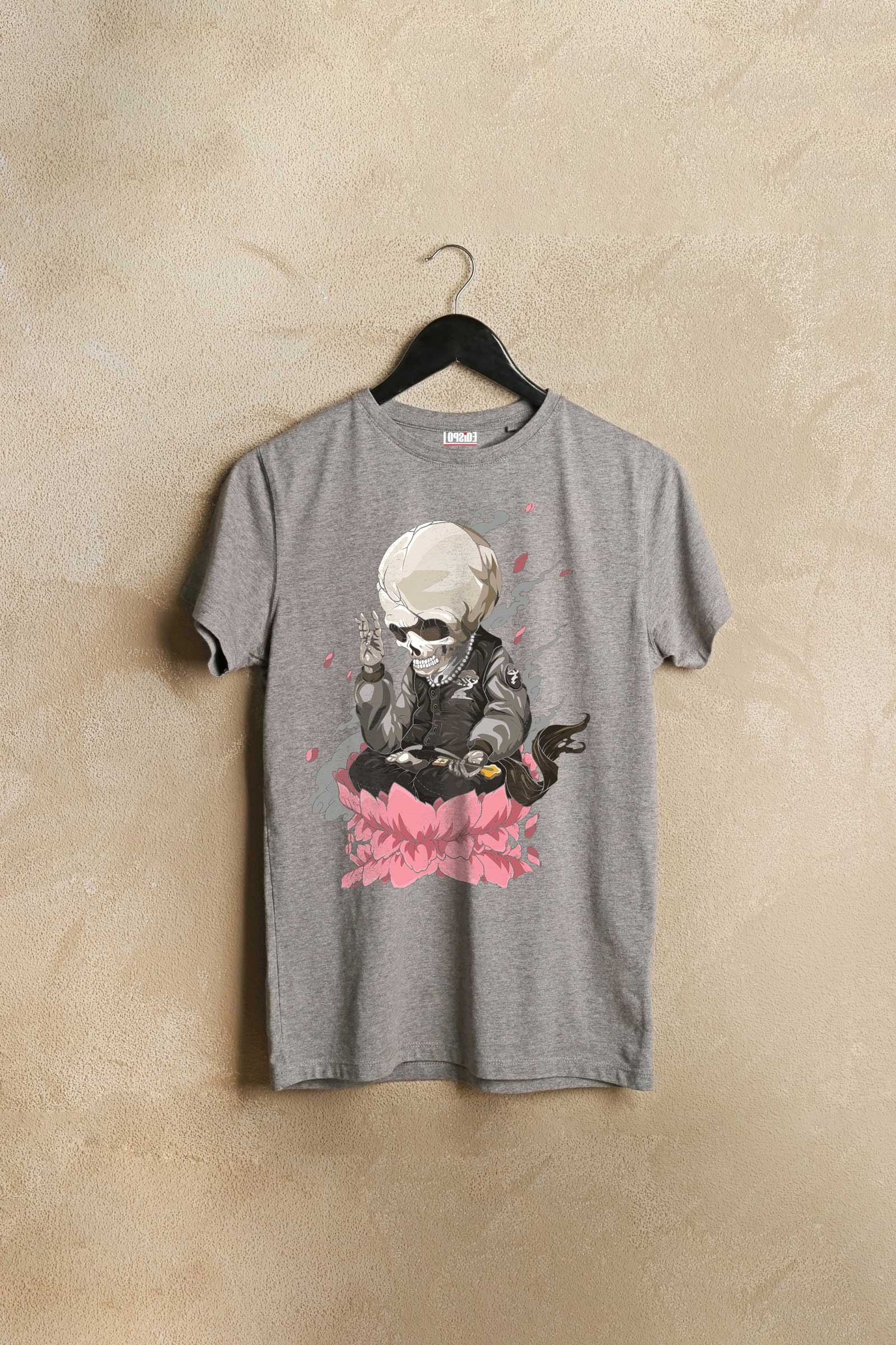 Skeleton Shaman Illustration Art Grey Half Sleeve Unisex T-shirt