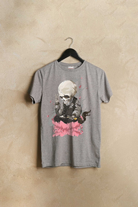 Skeleton Shaman Illustration Art Grey Half Sleeve Unisex T-shirt