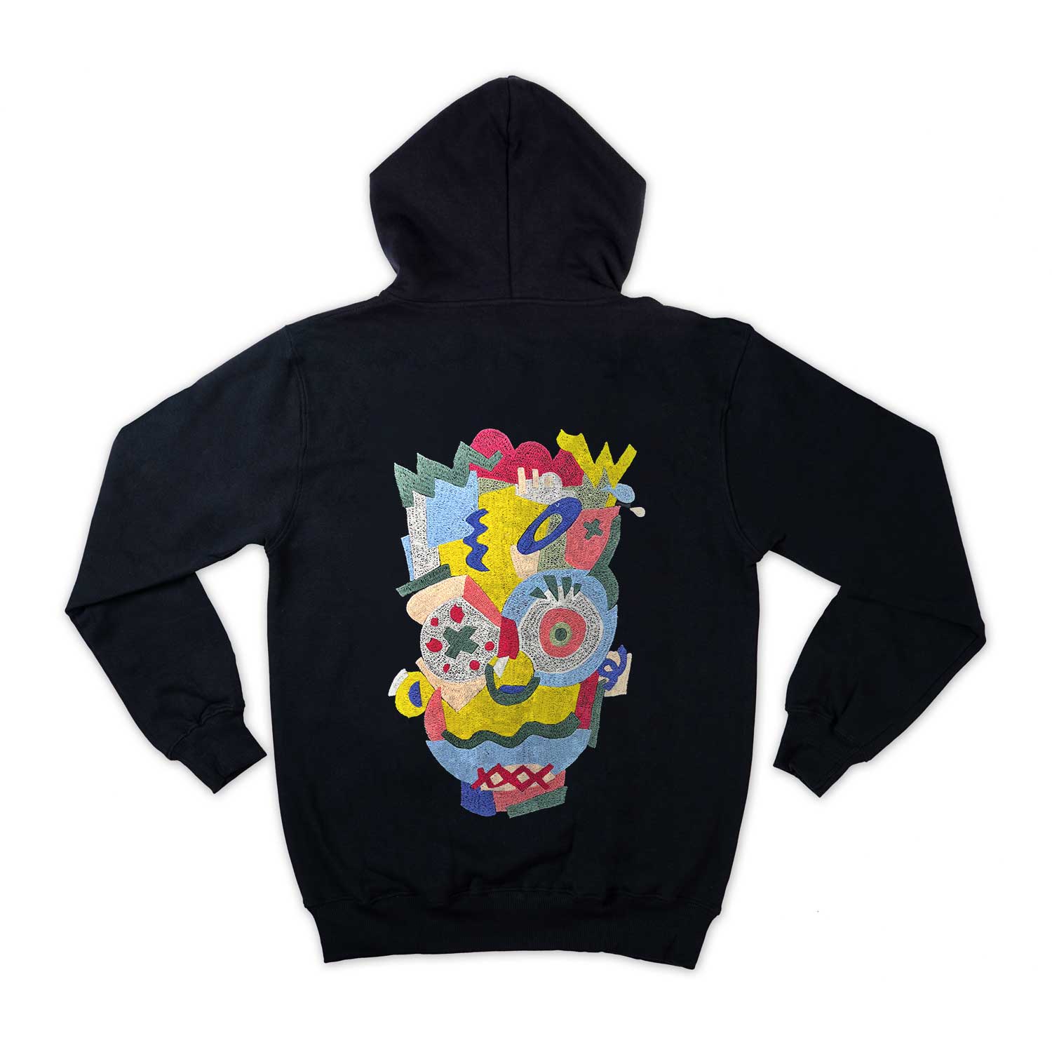 Abstract Collage Embroidered Loose Fit Unisex Hoodie