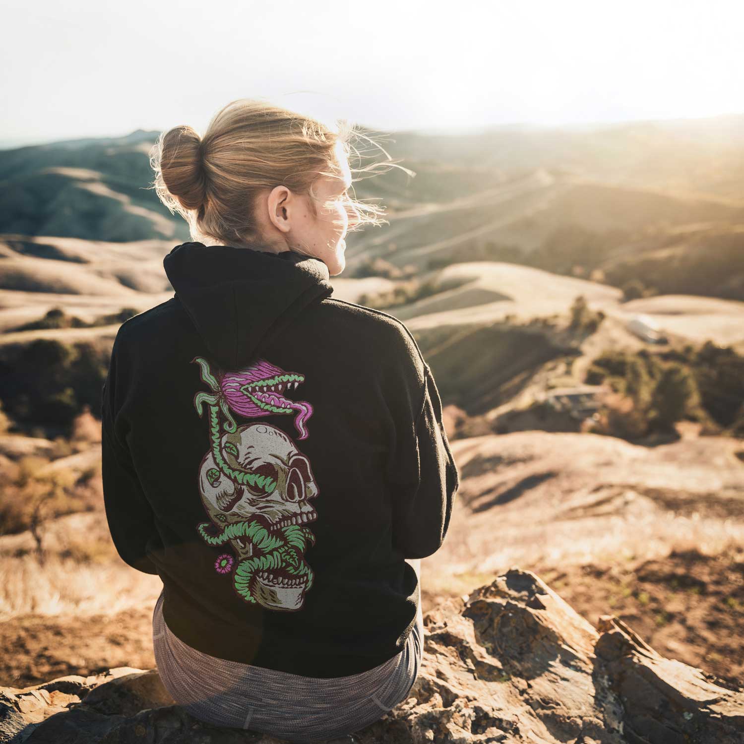 Skull Monster Embroidered Loose Fit Unisex Hoodie