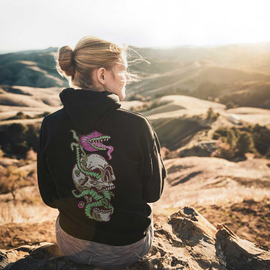 Skull Monster Embroidered Loose Fit Unisex Hoodie